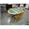 Image 2 : ROUND GREEN MAPLE AND TILE TOP DINING TABLE W/ LEAF AND 4 CHAIRS