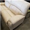 Image 2 : ASHLEY FLOOR MODEL CREAM GENUINE LEATHER POWER RECLINING SOFA, RETAIL $2349