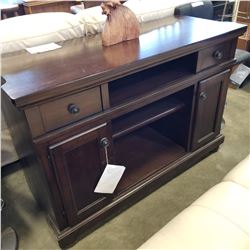 ASHLEY FLOOR MODEL CONSOLE CABINET IN DARK FINSH - RETAIL $799