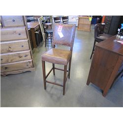 NEW 30" ANTIQUE BROWN LEATHER BAR STOOL - WHOLESALE PRICE $250, CURRENT RETAIL $375