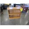Image 1 : NEW SOLID PINE BOOKCASE, WITH FIXED SHELVES, IN HONEY STAIN, 35WX11DX32H WHOLESALE COST IS $155 CURR