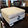 Image 1 : NEW ASHLEY BEIGE MICROFIBRE SQAURE OTTOMAN, RETAIL $399
