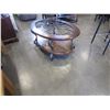 Image 1 : ASHLEY FLOOR MODEL OVAL COCKTAIL TABLE WITH GLASS INSERT TOP, RETAIL $537
