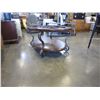 Image 2 : ASHLEY FLOOR MODEL OVAL COCKTAIL TABLE WITH GLASS INSERT TOP, RETAIL $537