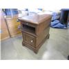 Image 2 : ASHLEY FLOOR MODEL CHAIR SIDE ENDTABLE WITH DOOR AND PULL OUT TRAY, RETAIL $449
