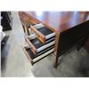 Image 2 : ASHLEY FLOOR MODEL MISSION OAK STYLE EXECUTIVE DESK, MINOR COSMETIC DAMAGE, ONE LEG NEEDS REPAIR, RE