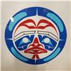 Image 2 : ORIGINAL SIGNED PAINTED NATIVE SUN MASK PAINTING IN METAL FRAME