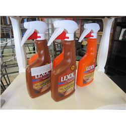 LOT OF 3 BOTTLES OF LEXOL LEATHER CLEANER AND 2 BOTTLES LEXOL LEATHER CONDITIONER