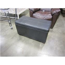 BLACK LEATHER STORAGE BENCH