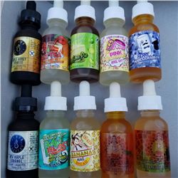 10 BOTTLES OF VARIETY 30ML E VAPE JUICE RETAIL $20 EA