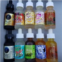 10 BOTTLES OF VARIETY 30ML E VAPE JUICE RETAIL $20 EA