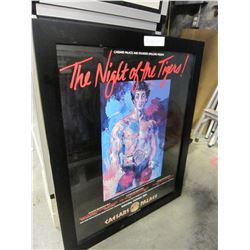 CEASARS PALACE/STALLONE BOXING PROMOTION FRAMED LEROY NEIMANS 1981 ROCKY "NIGHT OF THE TIGERS" POSTE