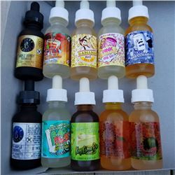 10 BOTTLES OF VARIETY 30ML E VAPE JUICE RETAIL $20 EA