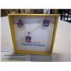 Image 2 : STERLING SILVER 8x8MM GENUINE AMETHYST EARRINGS AND PENDANT W/ CHAIN - 6.75CTS W/ APPRAISAL $300