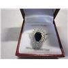 Image 2 : STERLING SILVER 8x6MM GENUINE 1CT SAPPHIRE AND CZ COCKTAIL RING SIZE 8.5 - RETAIL $500