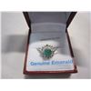 Image 2 : STERLING SILVER 6MM GENUINE 1CT EMERALD AND CZ RING SIZE 6.75 - RETAIL $300