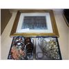 Image 1 : WOLF PRINT AND 2 TRAYS OF JEWELLERY