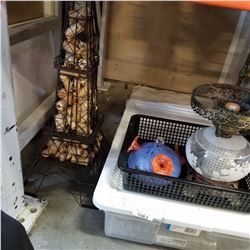 TOTE OF CANDLE HOLDERS, OIL LANTERN, AND CORK HOLDER EIFFEL TOWER