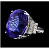 GIA Cert 43.95 ctw Tanzanite and Diamond Ring - 14KT White Gold