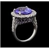 Image 4 : GIA Cert 11.78 ctw Tanzanite and Diamond Ring - 14KT White Gold