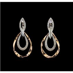 0.76 ctw Diamond Earrings - 14KT Two Tone Gold