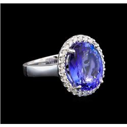 14KT White Gold 7.98 ctw Tanzanite and Diamond Ring