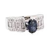 2.46 ctw Sapphire And Diamond Ring - 18KT White Gold