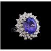 8.26 ctw Tanzanite and Diamond Ring - 14KT White Gold