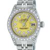 Image 1 : Rolex Ladies Stainless Steel 26MM Yellow String Diamond Lugs Datejust Wristwatch