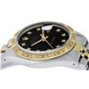 Image 5 : Rolex Mens 2 Tone 14K Black Diamond Pyramid Bezel Datejust Wristwatch