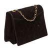 Image 2 : Chanel Black Quilted Suede Leather Trim CC Flap Bag
