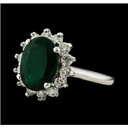 3.32 ctw Emerald and Diamond Ring - 14KT White Gold