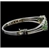 Image 2 : 3.68 ctw Tsavorite and Diamond Bracelet - 14KT White Gold