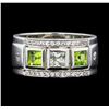 Image 2 : Crayola 0.90 ctw Peridot and White Sapphire Ring - .925 Silver