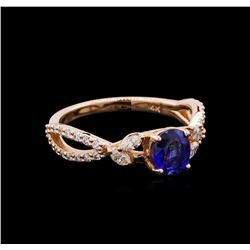 0.71 ctw Sapphire and Diamond Ring - 14KT Rose Gold