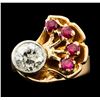 Image 2 : 1.17 ctw Diamond And Ruby Ring - 14KT Rose And White Gold