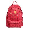 Image 1 : MCM Red Visetos Coated Canvas Leather Trim Studded Stark Medium Backpack