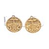 Image 1 : Chanel Gold Textured Medallion Clip On Disc Earrings