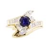 Image 2 : 0.90 ctw Sapphire and Diamond Ring - 14KT Yellow Gold
