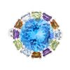 Image 2 : 8.16 ctw Multi-Color Semi-Precious Gemstone Ring - 14KT White Gold