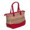 Image 3 : Burberry Tan Red Canvas Leather Haymarket Check Tote Bag