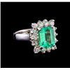 Image 1 : 2.90 ctw Emerald and Diamond Ring - 14KT White Gold