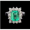 Image 2 : 2.90 ctw Emerald and Diamond Ring - 14KT White Gold