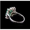 Image 3 : 2.90 ctw Emerald and Diamond Ring - 14KT White Gold