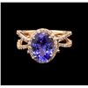 Image 2 : 14KT Rose Gold 4.34 ctw Tanzanite and Diamond Ring