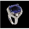 Image 4 : 9.88 ctw Tanzanite and Diamond Ring - 14KT White Gold