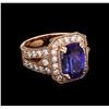 Image 1 : 3.46 ctw Tanzanite and Diamond Ring - 14KT Rose Gold