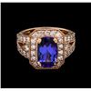 Image 2 : 3.46 ctw Tanzanite and Diamond Ring - 14KT Rose Gold