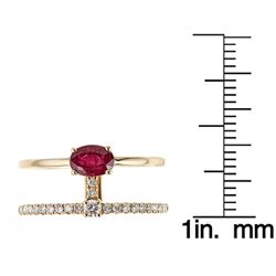 0.62 ctw Ruby and Diamond Ring - 18KT Yellow Gold