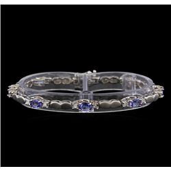 4.40 ctw Tanzanite and Diamond Bracelet - 14KT White Gold